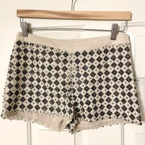 H&M Cream and Silver Beaded Embroidered Booty Shorts Size 6